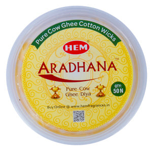 Hem Aradhana Pure Cow Ghee Cotton Wicks For Diya, 50 Pcs