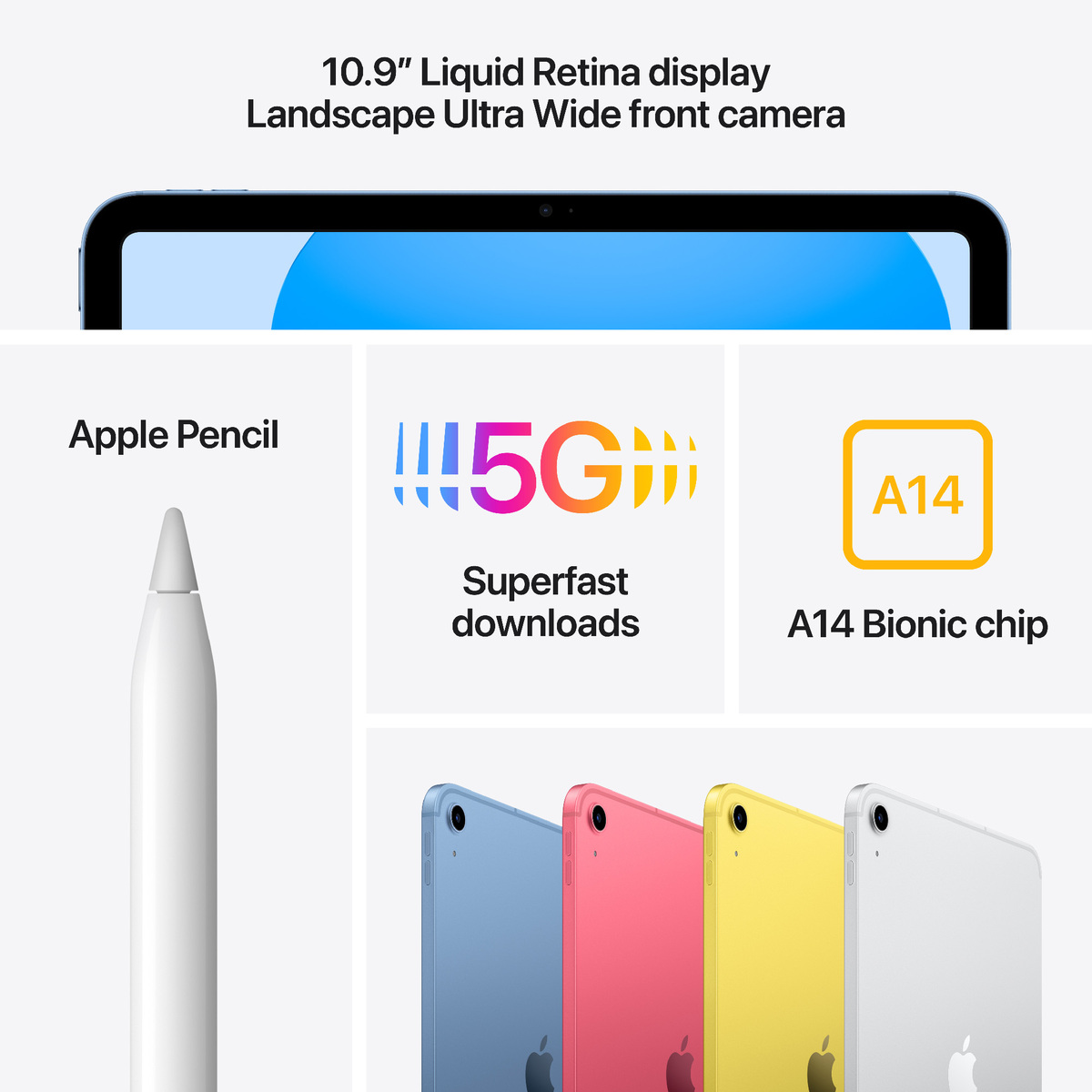 Apple 10.9-inch iPad, Wi-Fi + Cellular, 256 GB, Silver