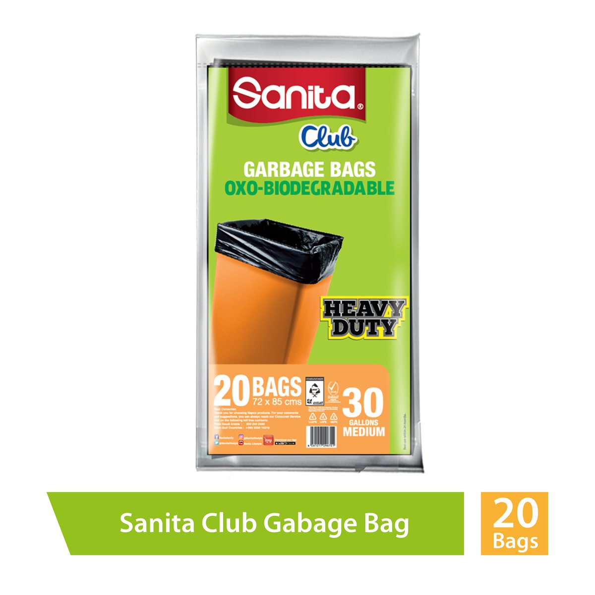 Sanita Club - Garbage Bags 30 Gallons Medium 20 Bags