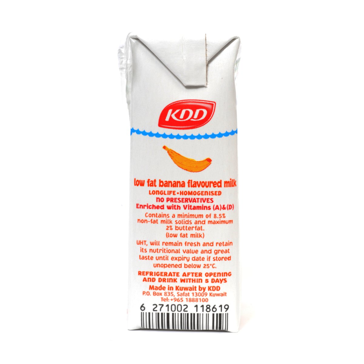 KDD 1-2-3 Banana Flavoured Long Life Low Fat Milk 6 x 125 ml