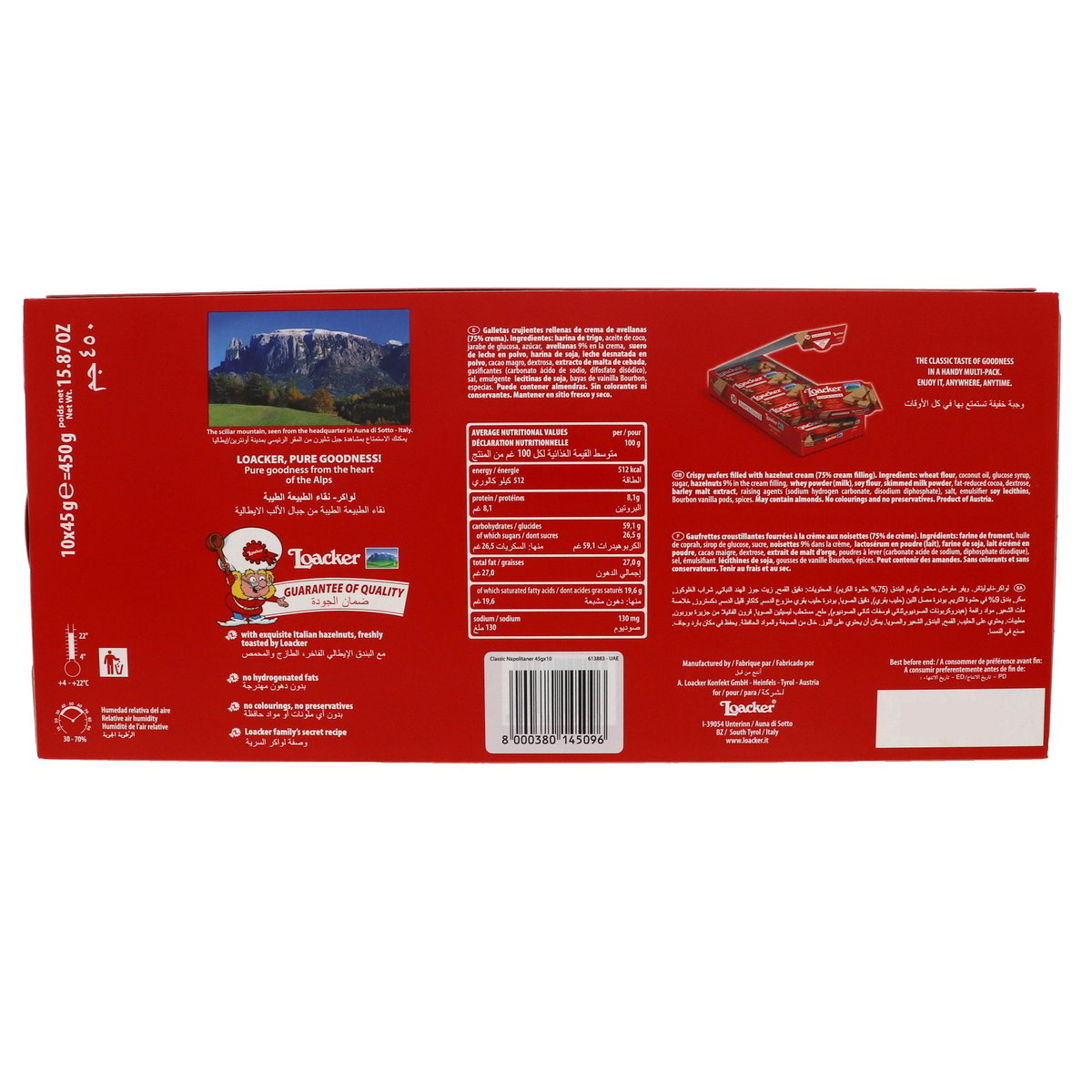 Loacker Napolitaner Wafer 10 x 45 g