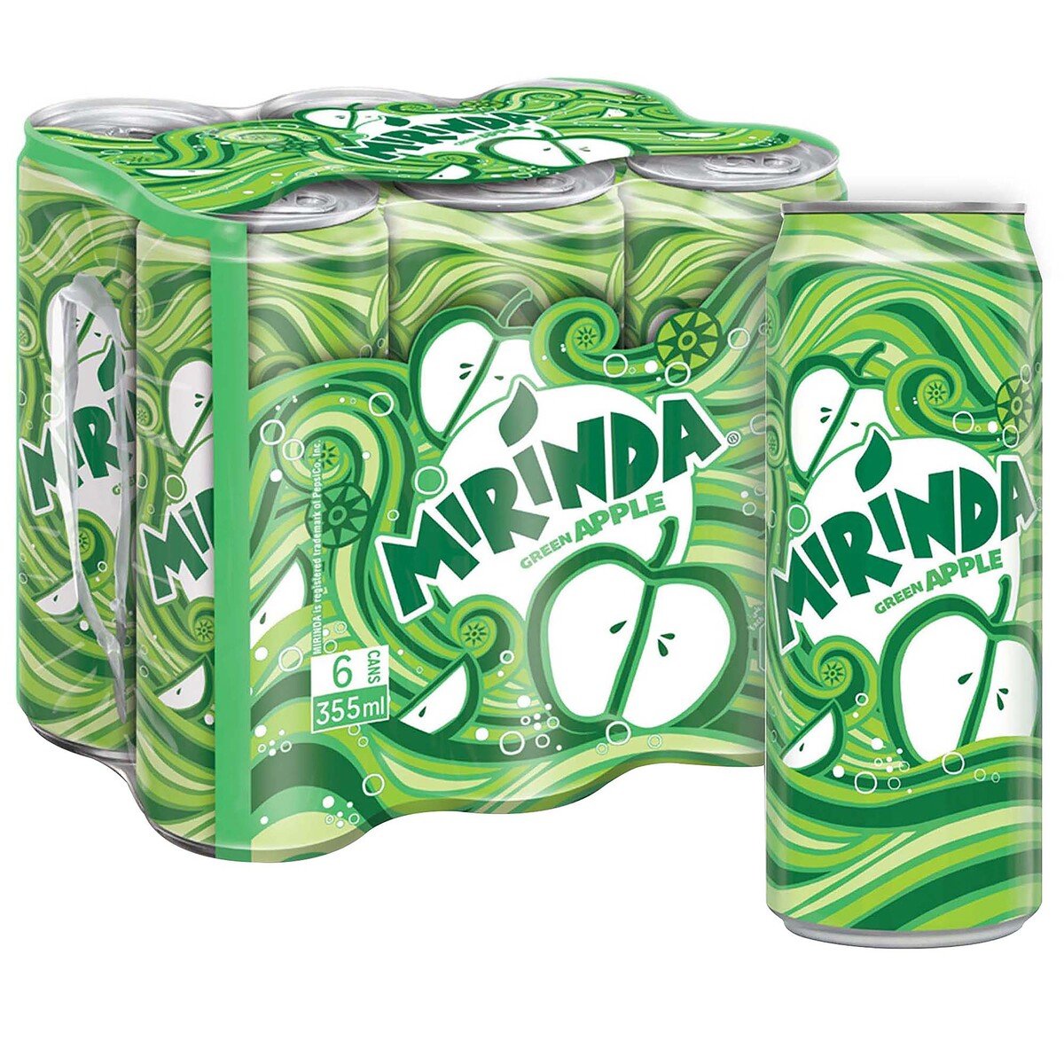 Mirinda Green Apple Carbonated Soft Drink Can 6 x 355 ml