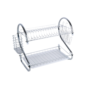 Home 2 Layer Dish Rack with Utensil Holder, Silver, A357-9312