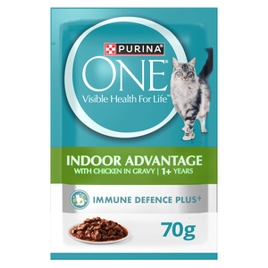 Purina One Indoor Advantage Catfood With Chicken Gravy Flavor For 1+ Years 12 x 70 g