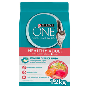 Purina One Healthy Adult Cat Food With Salmon & Tuna Flavours For 1+ Years Value Pack 1.2 kg