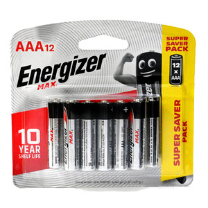 Energizer Max Alkaline AAA Battery, 1.5 V, 12 Pcs, EP92BP12