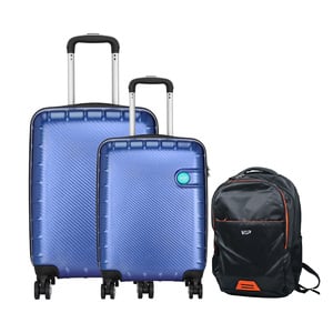 VIP Lisbon 4Wheel Hard Trolley Set (55cm+69cm) + Backpack Blue