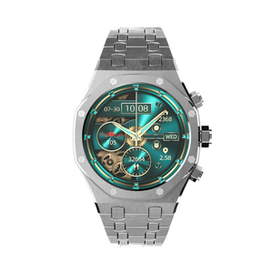 Porodo CristalloAP Smart Watch Blue Dial with Extra Blue Silicone Band, Silver