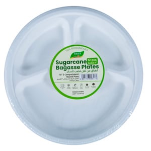 Faani Sugarcane Bagasse 3 Compartment Round Plates 10