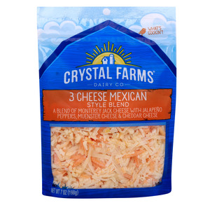 كريستال فارمز 3 أنواع من الجبنة على الطريقة المكسيكية، 198 جرام