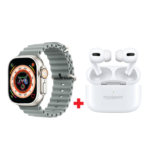 Touchmate Calling Fitness Smartwatch, 2.02 inch, Grey + Wireless Earbuds, TM-SW500BT