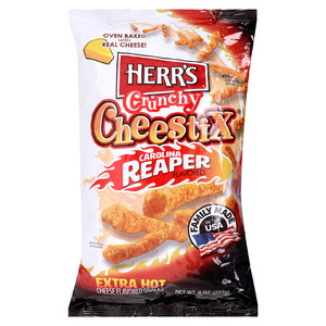 Herr's Crunchy Cheese Stix Carolina Reaper Extra Hot Cheese Flavoured Snacks 227 g