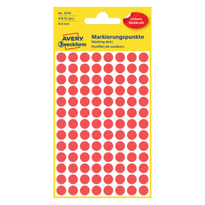 أفيري ملصقات بتصميم نقاط دائرية 8 ملم ، 416 ملصق ، أحمر ، 3010
