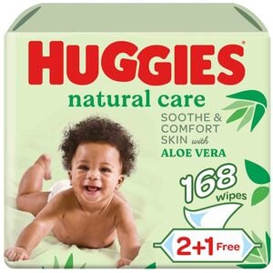 Huggies Natural Baby Wipes Aloe Vera Wipes 3 x 56 pcs