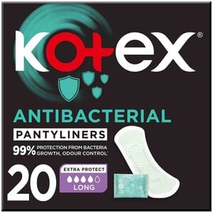 Kotex Antibacterial Panty Liners 99% Protection from Bacteria Growth Long Size 20pcs