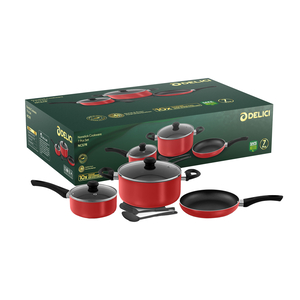 Delici 7pc Non Stick Cookware Set, Red, NCS7R