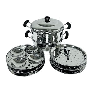 Tharun Stainless Steel 4-in-1 Multi Purpose Cookware with Kadai, Steamer, Idyappam and Idlies Maker
