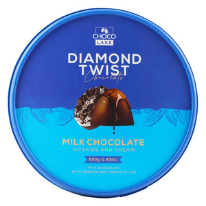 Choco Lake Diamond Twist Milk Chocolate Cookies & Cream Tub 650 g