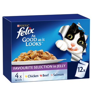 Purina Felix As Good As It Looks Delicious Favorite Selections In Jelly Cat Food ( Chicken, Beef & Salmon ) 12 x 85 g