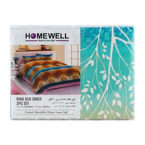 Homewell King Bedsheet Set 260 x 240cm 3pcs Set Microfibre Assorted