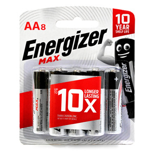 Energizer Max Alkaline AA Battery, 1.5 V, 8 Pcs, E91BP8