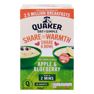 Quaker Oat So Simple, Apple & Blueberry, 360 g