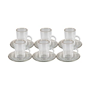 Crystal Drops Istikan + Saucer, Gold Rim, 12Pcs, MKT