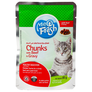 Meo Fresh Cat Food Chunks With Beef In Gravy 85 g