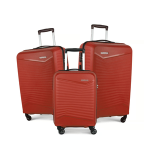 American Tourister Phoenix 4 Wheel Hard Trolley, 3 pc Set, Red