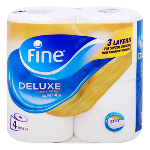 Fine Deluxe New & Improved Flushable Toilet Paper 3ply 4 Rolls