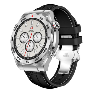 Swiss Military DOM3 Smartwatch - Silver with Black Silicon Strap +VICTOR 4 Active Noice cancelling ENC True Wireless