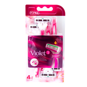 Fomme Violet 3 Blade Razor Body Shaving Care for Women 4 pcs