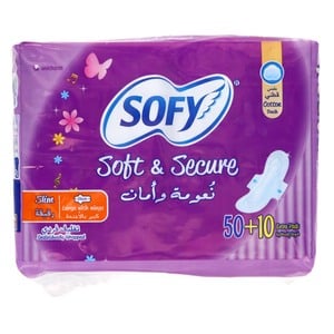 Sofy Soft & Secure Slim Sanitary Pads Large With Wings 50 + 10pcs