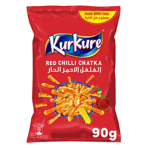 Kurkure Chilli Chatka Flavour Crispy Spicy Puffed Corn Snacks 90 g