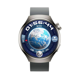 Porodo Smart Watch Sfera Round Titanium with Extra Orange Band, Silver