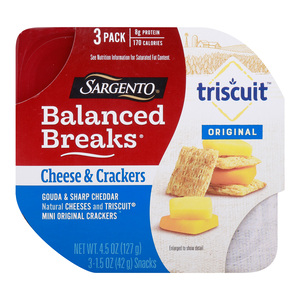 Sargento Balanced Breaks Cheese & Crackers Triscuit Original Gouda And Sharp Cheddar 127 g