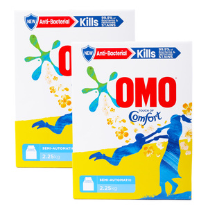 Omo Touch Of Comfort Semi Automatic Anti-Bacterial Washing Powder Value Pack 2 x 2.25 kg