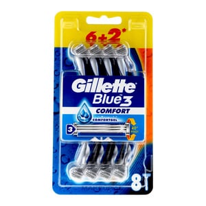 Gillette Blue3 Men's Disposable Razors 6 pcs + 2