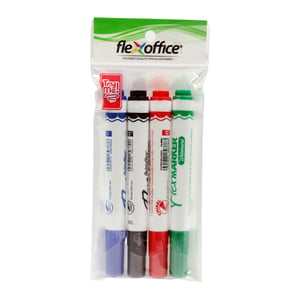 Flex Office White Board Marker 4pcs Assorted WB02C