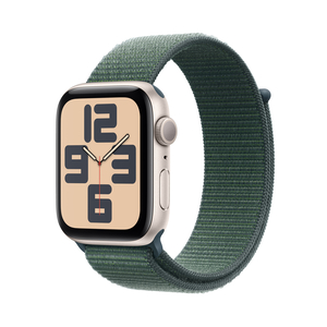 Apple Watch SE GPS, 40 mm Starlight Aluminium Case with Lake Green Sport Loop, MXEH3QA/A