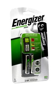 Energizer AccuRecharge Mini Charger + Rechargeable AA Battery 2pcs CH2PC2-2000
