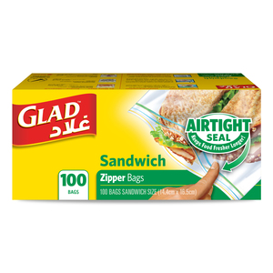 Glad Sandwich Zipper Bags, Size 14.4cm x 16.5cm 100 pcs