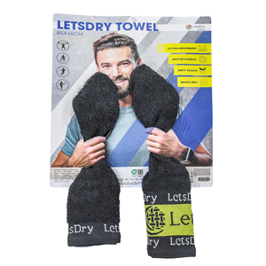 Lets Dry Sports Towel, 45 x 85 cm, Grey/Yellow