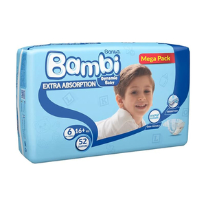 Sanita Bambi Baby Diaper Mega Pack Size 6 XX-Large 16+ kg 52 pcs