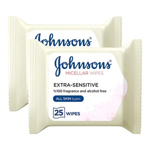 Johnsons Extra Sensitive Cleansing Wipes All Skin Types 2 x 25 pcs