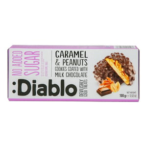 Diablo Caramel & Peanuts Cookies Coated With Milk Chocolate 100 g