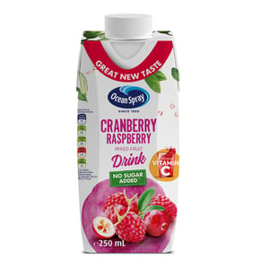 Ocean Spray Cranberry Raspberry Mixed Fruit Drink No Added Sugar 6 x 250 ml