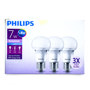 Philips 7W LED Bulb, Cool Daylight, 3 pcs, E27