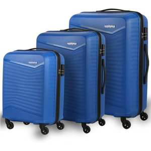 American Tourister Phoenix 4 Wheel Hard Trolley, 3 pc Set, Blue