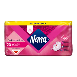 Nana V-Protection Ultra Thin Sanitary Pads with Wings For Regular Flow Value Pack 20 pcs